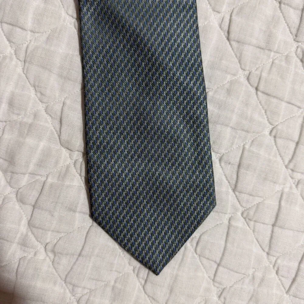 Stafford 100% Silk Tie Made in Italy Hand Made Twead Pattern Cyan Vintage